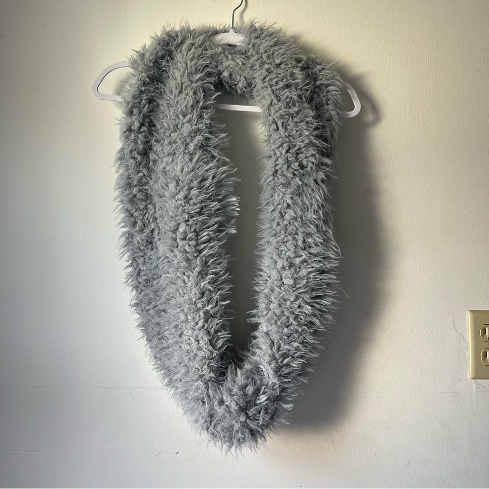 Gray Faux Fur Infinity Scarf Super Soft